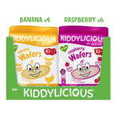Kiddylicious Wafers Mixed Box - Raspberry and Banana - Gluten and Dairy Free Kids Snack - Suitable for 6+ Months - 10 x 10 Twin Packs (4 x Banana, 6 x Raspberry)